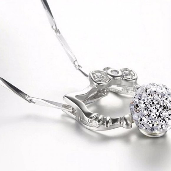 *NEW 925 Sterling Silver Hello Kitty Ball Necklace - Picture 4 of 7